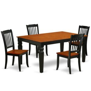 The particular WEDA5-BCH-W kitchen set facilitates an affectionate family feeling. A cozy and luxurious Black and Cherry color offers any dining-room a relaxing and friendly feel with the small dining room table. With a soft rounded bevel at the edge of the table top