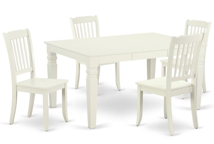 This amazing WEDA5-LWH-W kitchen set facilitates an affectionate family feeling. A comfortable and luxurious Linen White color offers any dining-room a relaxing and friendly feel with the small kitchen table. With a soft rounded bevel at the edge of the table top
