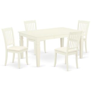 Outfit your dining room in effortless style with this essential five piece WEDA5-WHI-C dinette set includes a dining table and four kitchen chairs