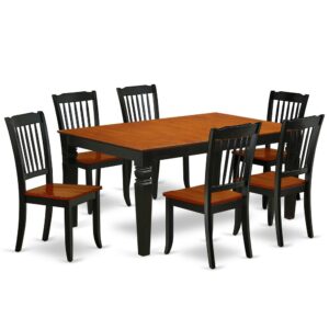 The particular WEDA7-BCH-W kitchen set facilitates an affectionate family feeling. A cozy and luxurious Black and Cherry color offers any dining-room a relaxing and friendly feel with the small dining room table. With a soft rounded bevel at the edge of the table top