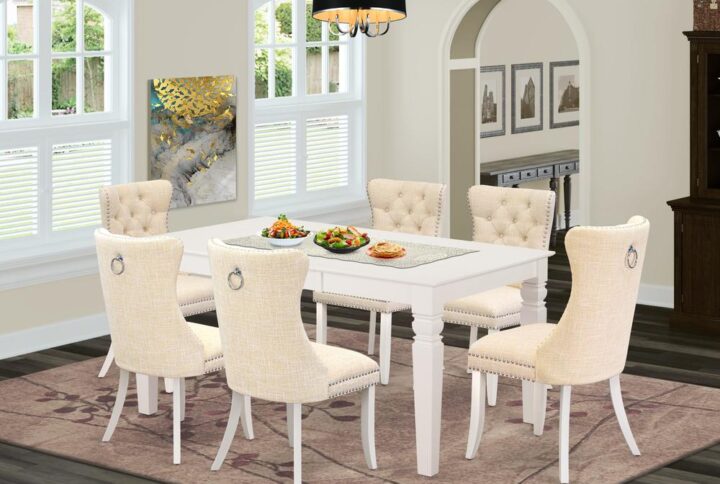 EAST WEST FURNITURE - WEDA7-WHI-32 - 7-PIECE MODERN DINING TABLE SET