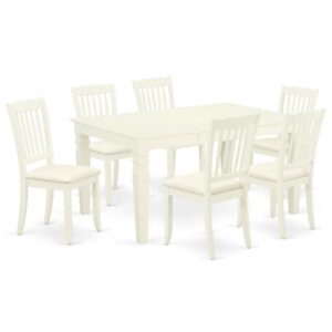Outfit your dining room in effortless style with this essential seven piece WEDA7-WHI-C dinette set includes a dining table and six kitchen chairs