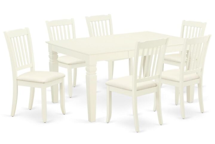Outfit your dining room in effortless style with this essential seven piece WEDA7-WHI-C dinette set includes a dining table and six kitchen chairs