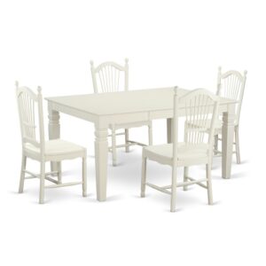 This elegant dining set is comprised of one table and four chairs. It has a maximum capacity of four people. This seat can be situated in the dining room or a kitchen as it does not take much space. It is suitable for a nuclear family. The dinner set is ideal for meals as it is made up of Asian hardwood allowing hot food to be laid on the table. It has an exquisite finish therefore making your kitchen or dining set look great.