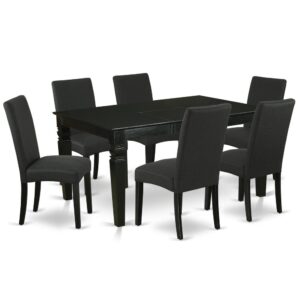 This amazing WEDR7-BLK-24 dining set facilitates an affectionate family feeling. A comfortable and elegant Black color offers any dining-room a relaxing and friendly feel with this medium kitchen table. This well-designed and comfortable kitchen table may be used for hours at a time. This amazing slick kitchen table makes a really good addition for all kitchen space and corresponds all sorts of dining-room concepts. No heat treated pressured wood like MDF