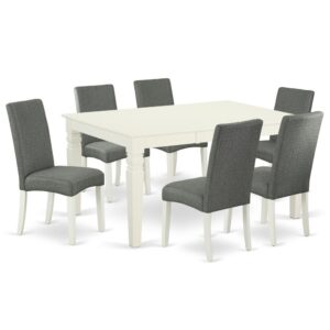 This amazing WEDR7-LWH-07 dining set facilitates an affectionate family feeling. A comfortable and luxurious Linen White color offers any dining-room a relaxing and friendly feel with this medium kitchen table. This well-designed and comfortable kitchen table may be used for hours at a time. No heat treated pressured wood like MDF