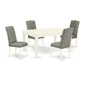 EAST WEST FURNITURE 5-PC SMALL DINING TABLE SET 4 STUNNING PARSON DINING CHAIRS AND BUTTERFLY LEAF RECTANGULAR TABLE