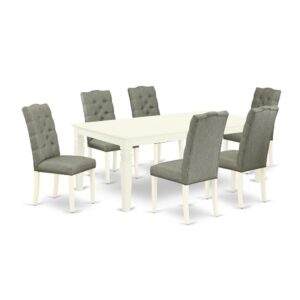 "EAST WEST FURNITURE 7-PIECE DINING SET 6 BEAUTIFUL PARSON CHAIRS AND RECTANGULAR DINING TABLE