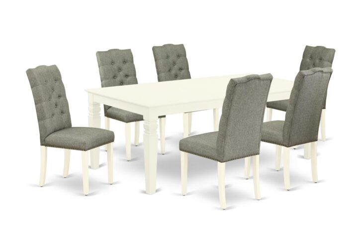 "EAST WEST FURNITURE 7-PIECE DINING SET 6 BEAUTIFUL PARSON CHAIRS AND RECTANGULAR DINING TABLE