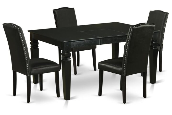 This amazing WEEN5-BLK-69 dining set facilitates an affectionate family feeling. A comfortable and elegant Black color offers any dining-room a relaxing and friendly feel with this medium dining table. This well-designed and comfortable kitchen table may be used for hours at a time. No heat treated pressured wood like MDF