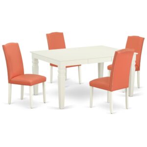 This amazing WEEN5-LWH-78 dining set facilitates an affectionate family feeling. A comfortable and luxurious Linen White color offers any dining-room a relaxing and friendly feel with this medium dining table. This well-designed and comfortable kitchen table may be used for hours at a time. No heat treated pressured wood like MDF