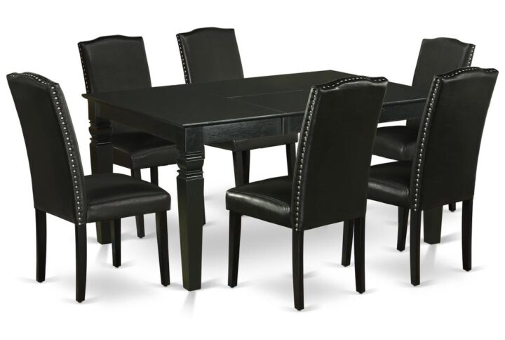 This amazing WEEN7-BLK-69 dining set facilitates an affectionate family feeling. A comfortable and elegant Black color offers any dining-room a relaxing and friendly feel with this medium dining table. This well-designed and comfortable kitchen table may be used for hours at a time. No heat treated pressured wood like MDF