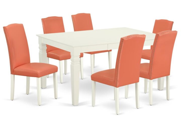 This amazing WEEN7-LWH-78 dining set facilitates an affectionate family feeling. A comfortable and luxurious Linen White color offers any dining-room a relaxing and friendly feel with this medium dining table. This well-designed and comfortable kitchen table may be used for hours at a time. No heat treated pressured wood like MDF