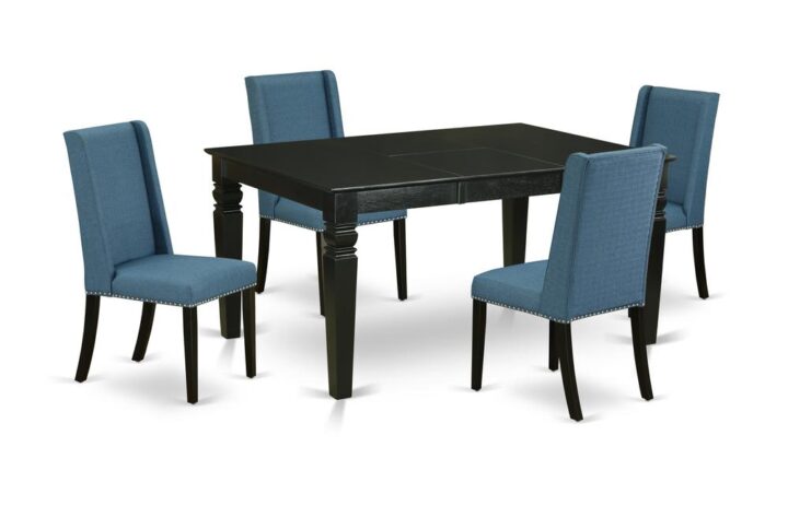 EAST WEST FURNITURE 5-PC RECTANGULAR DINING TABLE SET 4 LOVELY PARSONS CHAIRS AND RECTANGULAR DINETTE TABLE