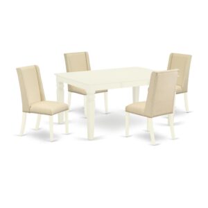 EAST WEST FURNITURE 5-PIECE DINING SET 4 BEAUTIFUL PARSON CHAIRS AND BUTTERFLY LEAF RECTANGULAR DINING TABLE