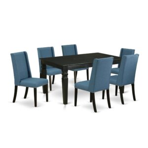 EAST WEST FURNITURE 7-PC KITCHEN SET 6 FANTASTIC PARSONS DINING ROOM CHAIRS AND RECTANGULAR DINETTE TABLE