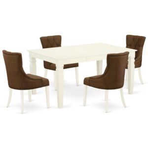 Outfit your dining room in effortless style with this essential five piece WEFR5-WHI-18 dinette set includes a dining table and four parson chairs