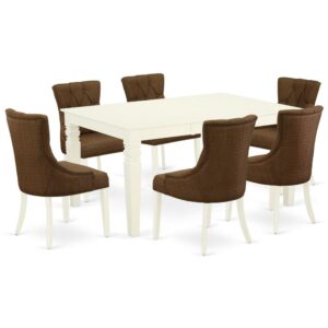 Outfit your dining room in effortless style with this essential seven piece WEFR7-WHI-18 dinette set includes a dining table and six parson chairs