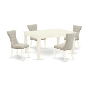 EAST WEST FURNITURE 5-PIECE MODERN DINING TABLE SET 4 AMAZING PARSONS DINING CHAIRS AND RECTANGULAR WOOD TABLE