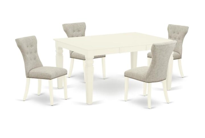EAST WEST FURNITURE 5-PIECE MODERN DINING TABLE SET 4 AMAZING PARSONS DINING CHAIRS AND RECTANGULAR WOOD TABLE