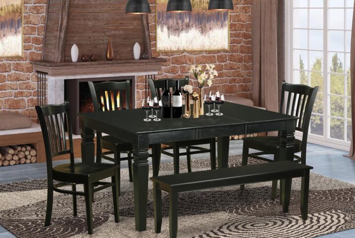 With a sturdy and easy-to-maintain rectangular table and chairs