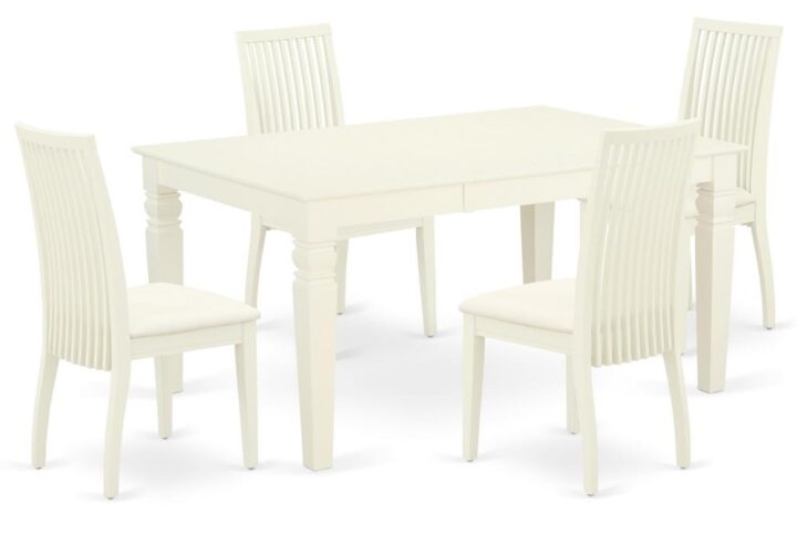Outfit your dining room in effortless style with this essential five piece WEIP5-WHI-C dinette set includes a dining table and four kitchen chairs
