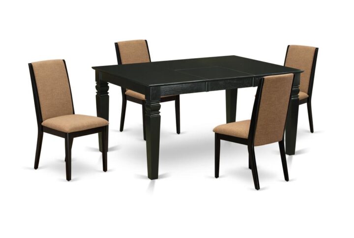 EAST WEST FURNITURE 5-PIECE MODERN DINING TABLE SET 4 ATTRACTIVE PARSON CHAIRS AND RECTANGULAR DINING TABLE