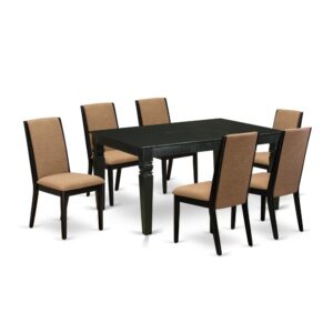 EAST WEST FURNITURE 7-PIECE DINING SET 6 BEAUTIFUL PARSON CHAIRS AND RECTANGULAR DINING TABLE