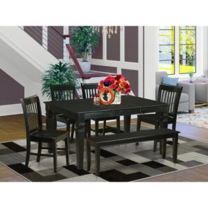 This dinette set has a medium sized rectangle dining room table