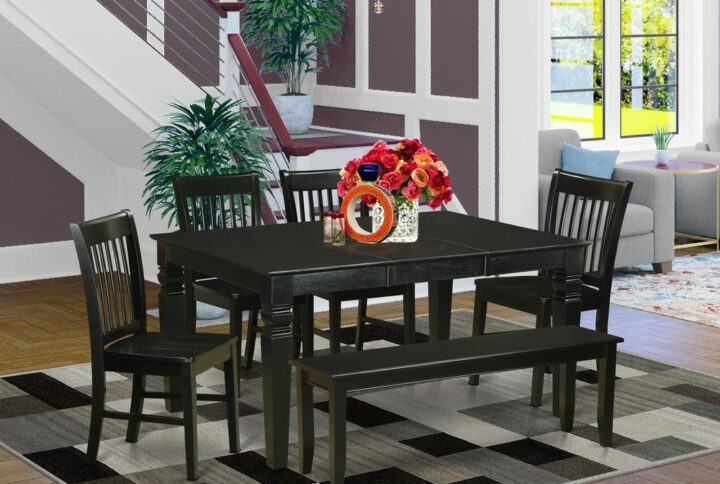 This dinette set has a medium sized rectangle dining room table