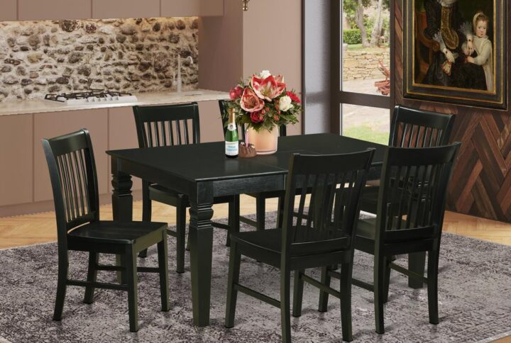 This kind of dining room set has a medium-sized rectangle kitchen table