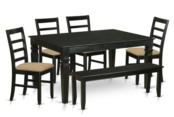This excellent table set has a medium-sized rectangle dining table