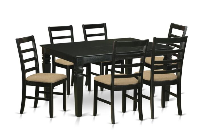 The dining table set has a medium sized rectangle kitchen table