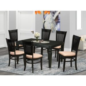 EAST WEST FURNITURE 7-PC DINING SET WITH 6 REMARKABLE MODERN DINING CHAIRS AND SMALL DINING TABLE WITH BUTTERFLY LEAF