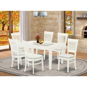 EAST WEST FURNITURE 7-PC KITCHEN DINETTE SET WITH 6 ASTOUNDING WOOD DINING CHAIR AND KITCHEN TABLE