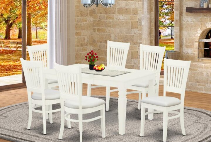 EAST WEST FURNITURE 7-PC KITCHEN DINETTE SET WITH 6 ASTOUNDING WOOD DINING CHAIR AND KITCHEN TABLE