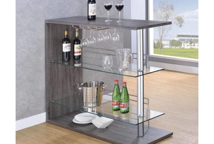 Take home entertainment to the next level with the versatile beauty of this lovely metal bar unit. With class