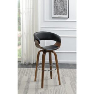 Accentuate the natural style of a kitchen island or breakfast bar with the inviting appeal of this charming swivel bar stool. Its classic silhouette is artfully crafted with sleek