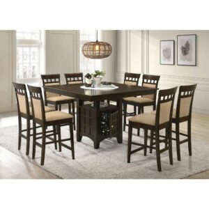 Instill casual charm while enjoying the elevated design details of a transitional counter height dining set. In a rich cappuccino finish