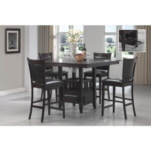 The sophisticated silhouette from this five-piece dining set is compact in size and big in style. Simple and stylish
