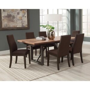 Clean lines and a minimal charm make this five-piece dining set the perfect addition to a transitional style dining space. Included in the set is one spacious