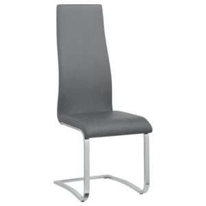 showcasing an ergonomic curved backrest and foam-filled leatherette for ultimate comfort. The U-shaped chrome frame elegantly complements the waterfall edge seat. Available in a range of colors