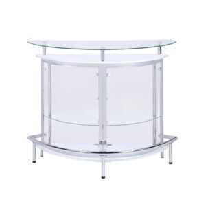 contemporary bar unit. With a convenient wine glass rack and ample storage space