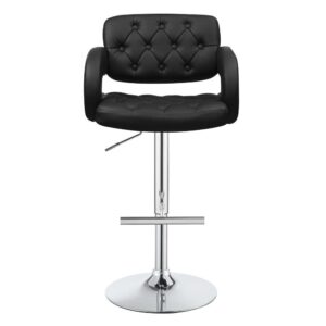 Expressive and interesting design elements team up to deliver a fun look. Make a modern or transitional space flush with style. This bar stool borrows from a retro theme with a hint of barbershop charm. An ergonomically positive seat