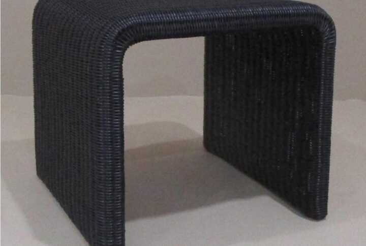 A retro-inspired woven texture turns this casual end table into a blast from the past