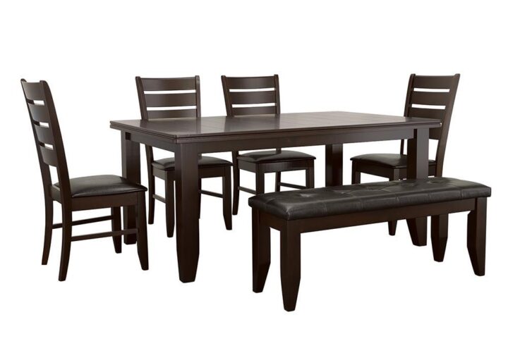 Create a crisp feel in any dining room with this six-piece dining set. Complete with a rectangular table