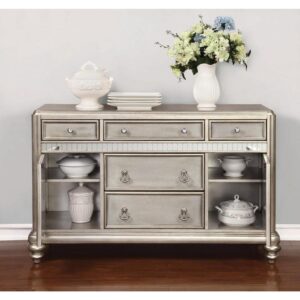 this five-drawer server is exactly what your dining room has been missing. Delivering exceptional glamour