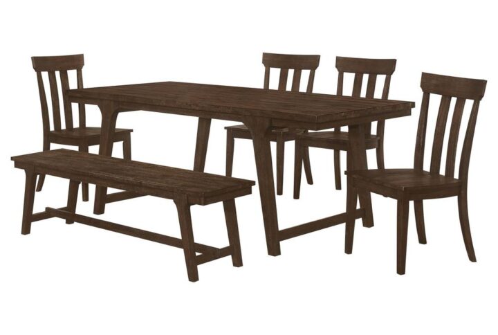 This farmhouse and craftsman design dining set boasts a durable