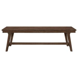 this bench features a durable wire brushed brown oak finish