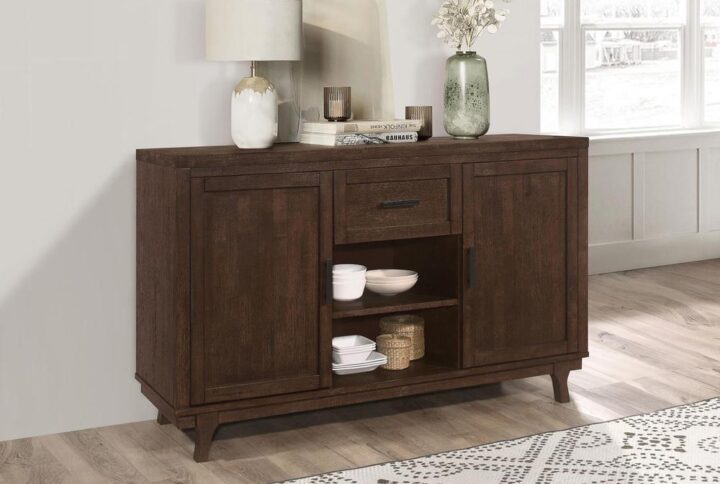 Enhance your dining area with our farmhouse and craftsman design dining server. Crafted from solid Asian hardwood